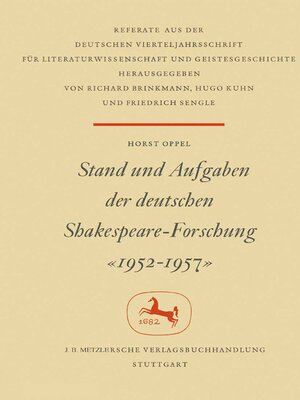 cover image of Stand und Aufgaben der Deutschen Shakespeare-Forschung 1952–1957